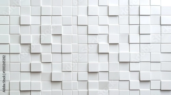 Fototapeta Abstract white ceramic mosaic tile wall texture art contemporary design indoor environment