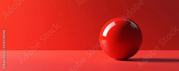 Fototapeta Red sphere casting shadow on red background minimalist still life