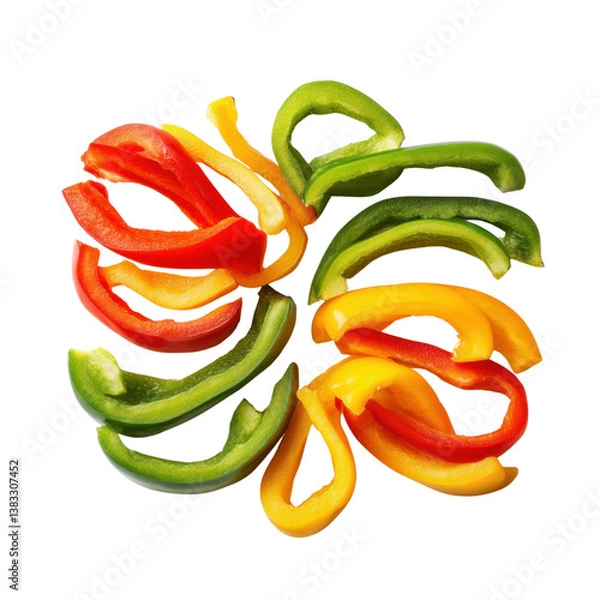 Obraz Sliced bell pepper mix isolated on transparent background