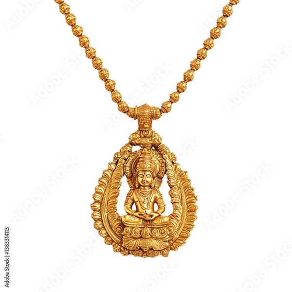 Obraz Temple style gold necklace with Lakshmi idol pendant