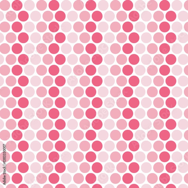 Fototapeta Polka dots striped design, white background, seamless repeat pink dots pattern, gift wrap paper