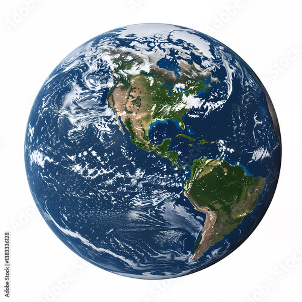 Fototapeta Planet Earth Globe from Space View showing Americas Isolated