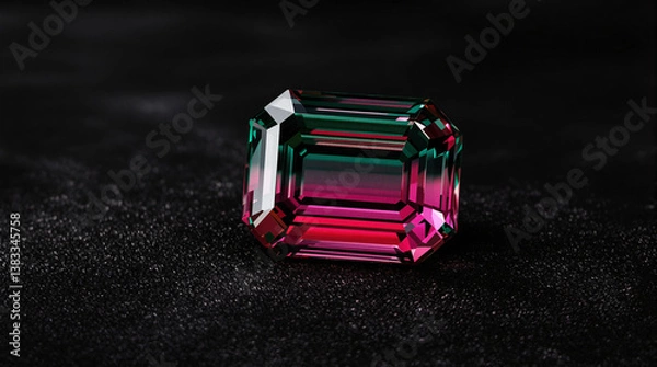 Fototapeta Stunning Bi-Color Tourmaline Gemstone on Black Velvet