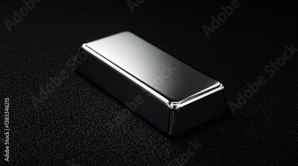 Obraz Shiny Silver Bar on Black Textured Background