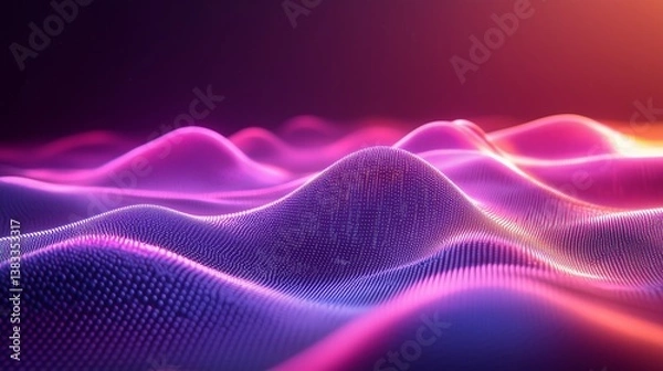 Fototapeta Futuristic data visualization with glowing lines and digital waves	