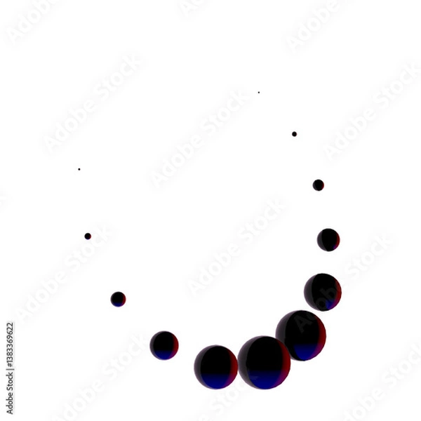 Fototapeta 3d rendering of surreal floating spheres arranged in abstract molecular structure pattern isolated on transparent background png for futuristic minimal concept