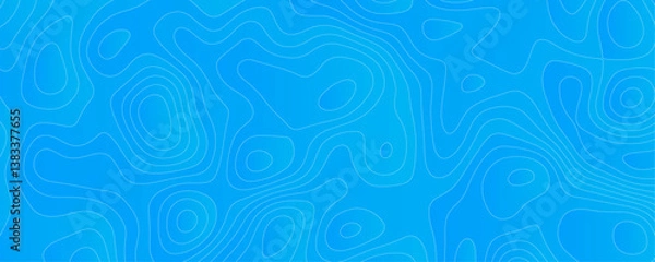 Fototapeta Abstract Sky blue topology and topography vector design background. Smooth wavy lines topographic contour lines vector map seamless pattern. Thin curved wavy lines topology on a blue color background.