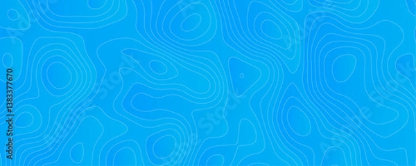 Fototapeta Abstract Sky blue topology and topography vector design background. Smooth wavy lines topographic contour lines vector map seamless pattern. Thin curved wavy lines topology on a blue color background.