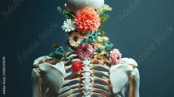 Obraz human spine with flowers