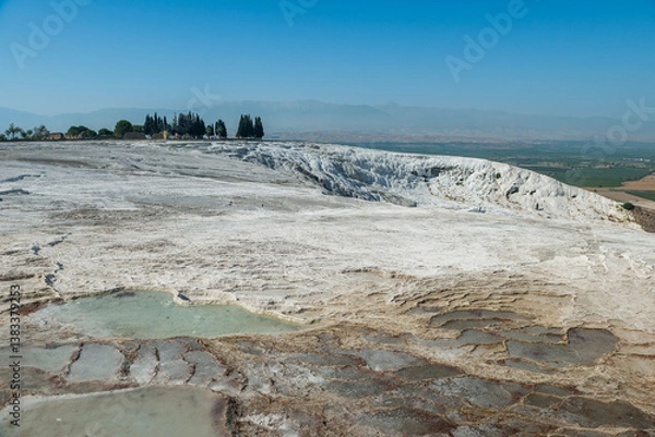 Obraz View of beautiful travertine terraces and natural formations, Pamukkale, Turkey.