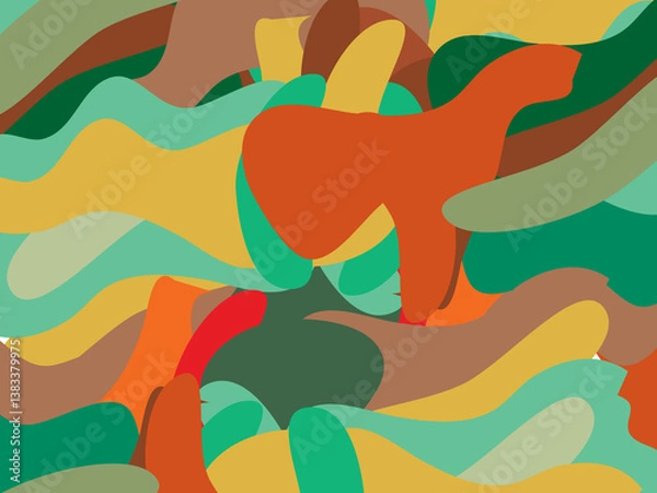 Fototapeta Beautiful of Colorful Art Green, Brown and Orange, Abstract Modern Shape. Image for Background or Wallpaper