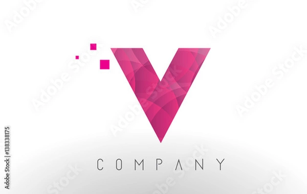 Fototapeta V Letter Logo Design with Purple Dots Pattern.
