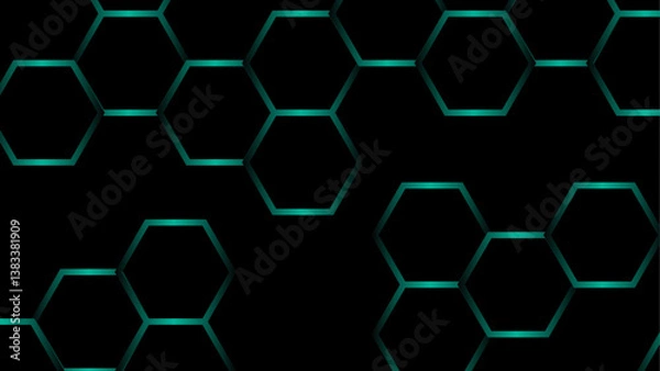 Obraz Abstract futuristic hexagons on a dark blue background for network connection. Hexagon network pattern geometry shape texture. Geometric hexagonal, triangle, shape.