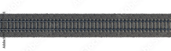 Fototapeta The gravel bed railway track on a white background