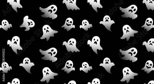 Fototapeta Cute Ghost Seamless Pattern, Halloween Background AI Generated