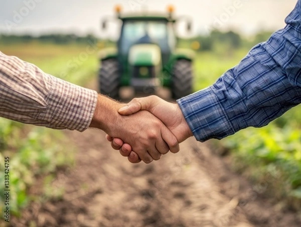 Fototapeta Farmers collaborating on agricultural project in rural setting