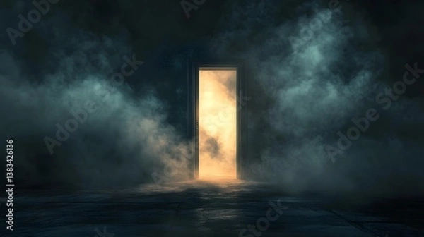 Fototapeta Smoky Room, Open Door, Mystery