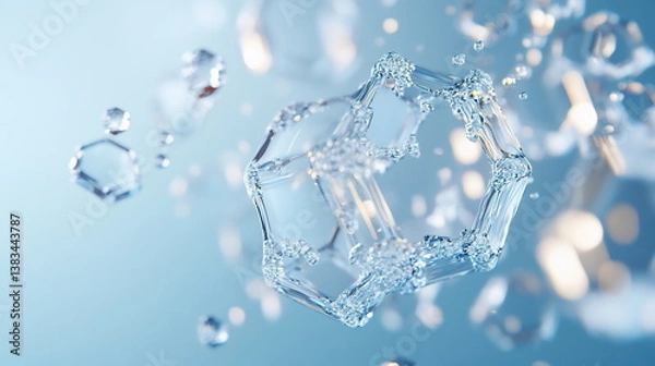Fototapeta Water droplets in a geometric formation reflecting light in a calm environment