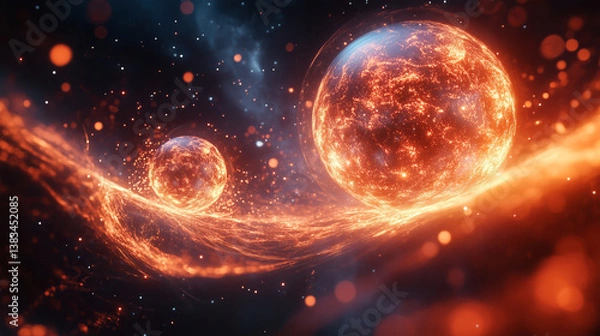 Fototapeta Cosmic quantum waves abstract digital art in a stellar environment