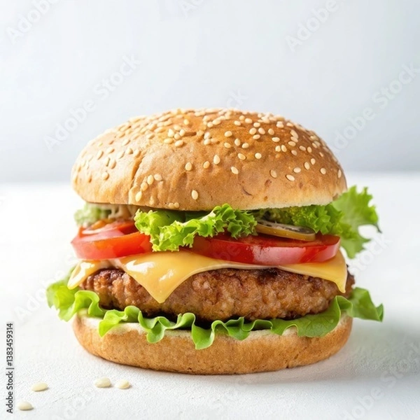 Obraz hamburger on a white background