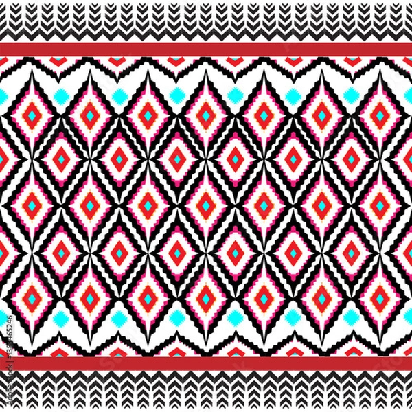 Fototapeta Geometric Ethnic Oriental Seamless Pattern Traditional Design for Background, Carpet, Wallpaper, Clothing, Wrapping, Batik, Fabric, Vector, Illustration,  Embroidery Style