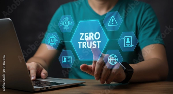Fototapeta Zero Trust Security: AI-Powered Cybersecurity Solutions for Data Protection & Access Management | Secure Your Network