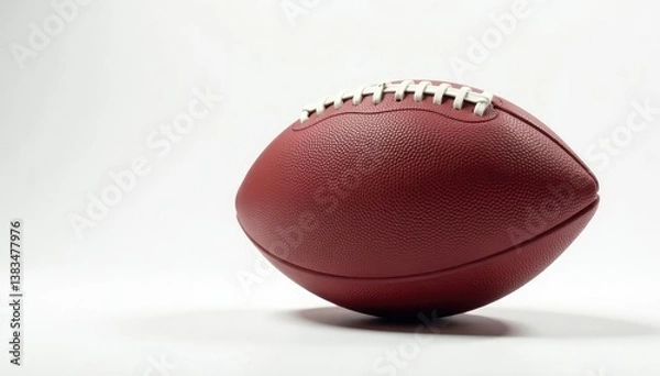 Fototapeta American football on pristine white backdrop, angled view , equipment, angled