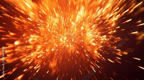 Fototapeta Abstract fiery explosion, energy burst, space background, motion effect, ideal for dynamic designs
