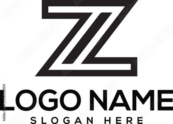 Fototapeta Minimalist single letter Z icon. Generative AI.