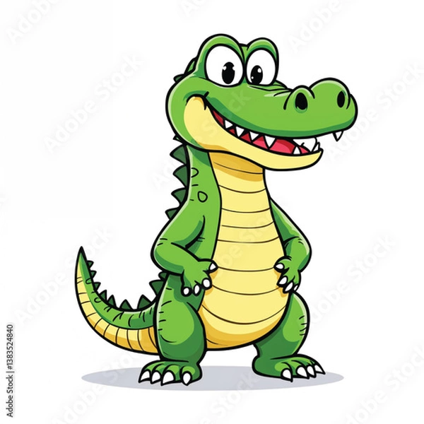 Obraz Adorable Cartoon Crocodile Vector Illustration