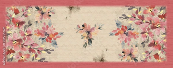 Obraz BEAUTIFUL TEXTILE DUPATTA PATTERN,DIGITAL PRINT.duppata