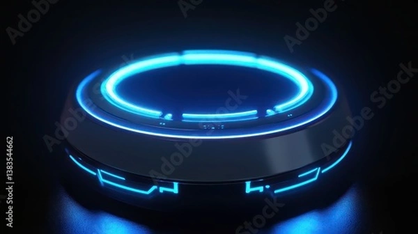 Fototapeta Futuristic Technology Concept: A sleek, futuristic device radiates an electric aura of innovation, suggesting advanced concepts and a portal to technology. 