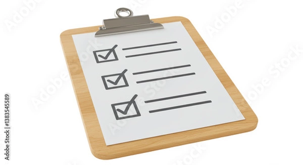 Fototapeta Isolated Checklist on Clipboard with Tick Marks