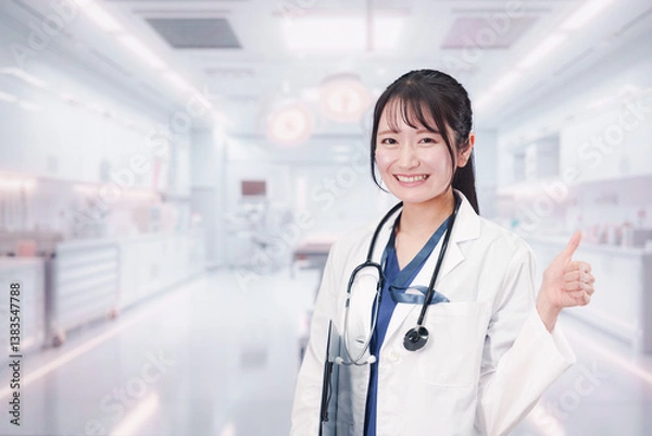 Fototapeta 病院で働く若い女性のドクター