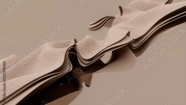 Obraz Matte textured 3D cloth with soft, elegant folds and minimalist tone in beige color