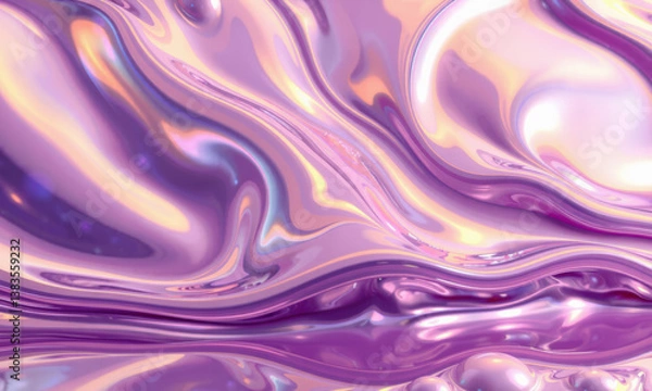 Fototapeta mesmerizing abstract background featuring flowing waves of iridescent purple and pink hues, creating dreamy and ethereal atmosphere. smooth texture adds depth and intrigue