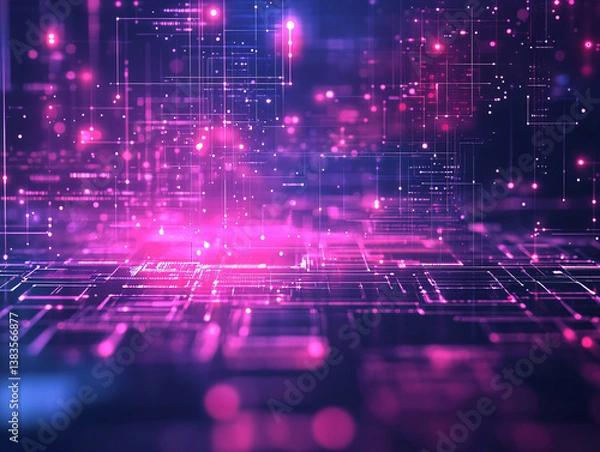 Fototapeta High-tech digital design in vibrant blue and purple colors. intelligent networks.