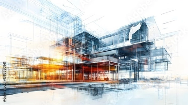 Fototapeta Abstract Architectural Illustration with Modern Design Elements