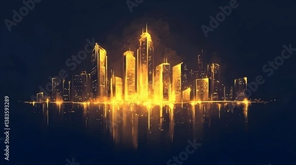 Obraz luxurious gold city logo symbolizing prosperity, wealth, growth, innovation, urban excellence, ideal for real estate, luxury brands, corporate businesses, financial institutions, and premium lifestyle