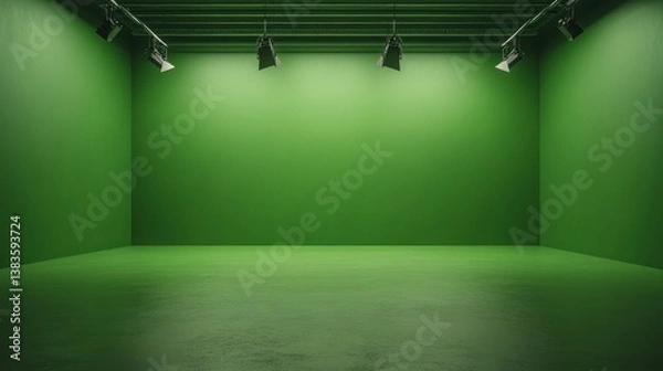 Obraz Green Screen Studio:  A Modern, Empty Film Set Ready for Production