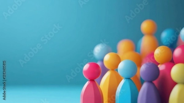 Fototapeta Abstract minimal figures grouped on a neutral background. A versatile concept for market research, sales targeting, branding strategy, and social study visuals