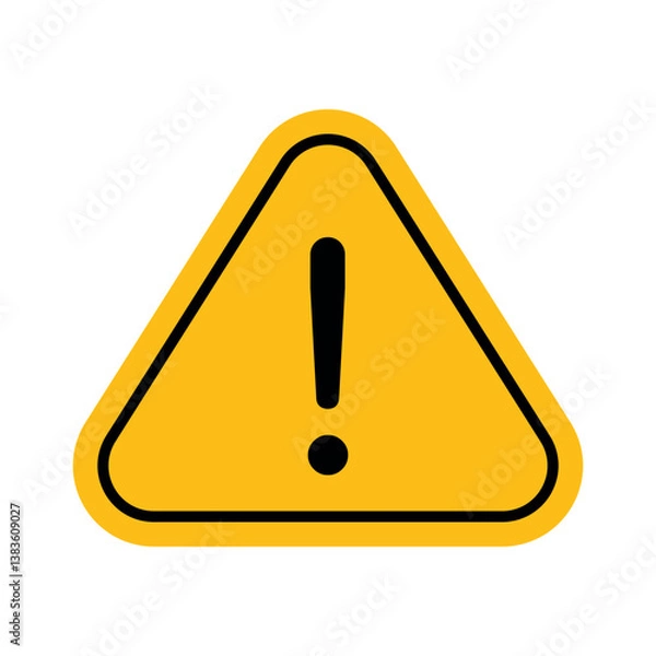 Fototapeta Caution Warning Vector Sign with Triangle on White Background. Alarm, Exclamation Mark, Attention Icon Flat Design.	