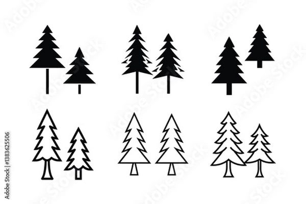 Fototapeta christmas trees set