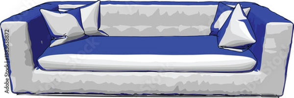 Fototapeta Elegant Sofa Vector Art Perspective Angle Front Facing