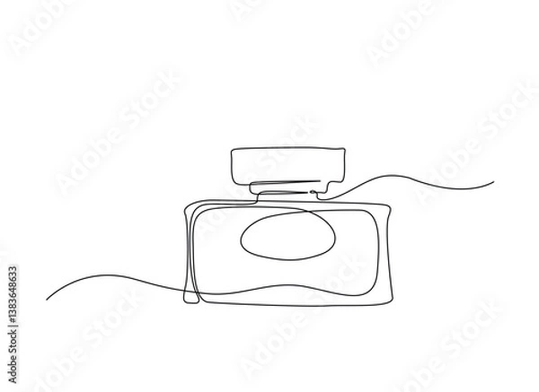 Fototapeta One continuous line drawing vintage perfume bottle illustration. Perfume bottle single line art design.