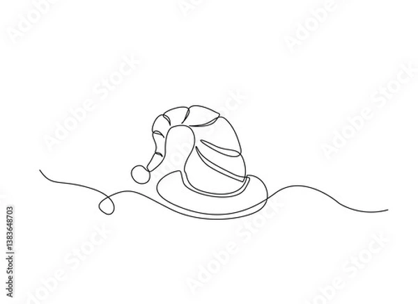 Obraz One continuous line drawing clown hat vector. Clown hat single line art design.