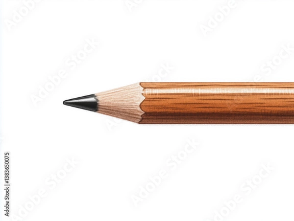 Fototapeta simple line drawing of wooden pencil with sharp tip, perfect for artistic expression