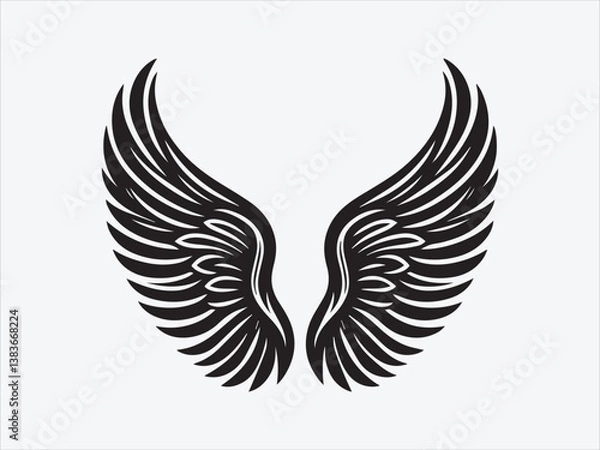 Fototapeta Angel Wings Silhouette with Graceful Feathery Design Symbolizing Purity, Protection, and Spirituality