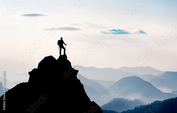 Fototapeta Therapeutic view and mystical mountain range texture on the summit of peaceful mountains