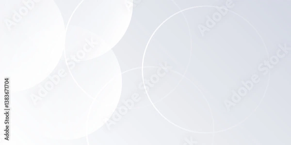 Fototapeta White background with grey circle lines. Digital future technology concept abstract modern simple design